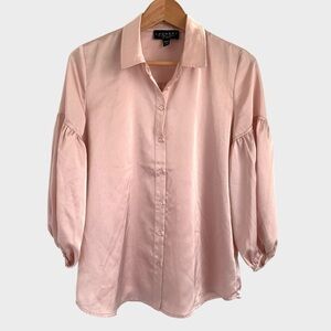 Laundry by Shelli Segal Blush Satin Button-Up Blouse